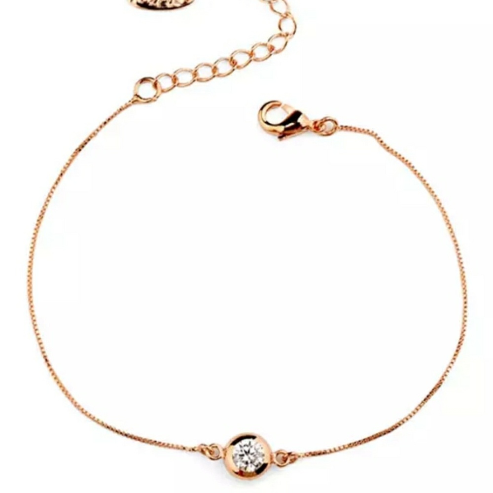 Rose Gold Solitaire Diamond Bezel Set Bracelet - Picture 2 of 4